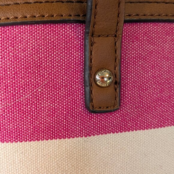 Tommy Hilfiger Women's Pink & White Stripe Satchel With Zips - Picture 7 of 14